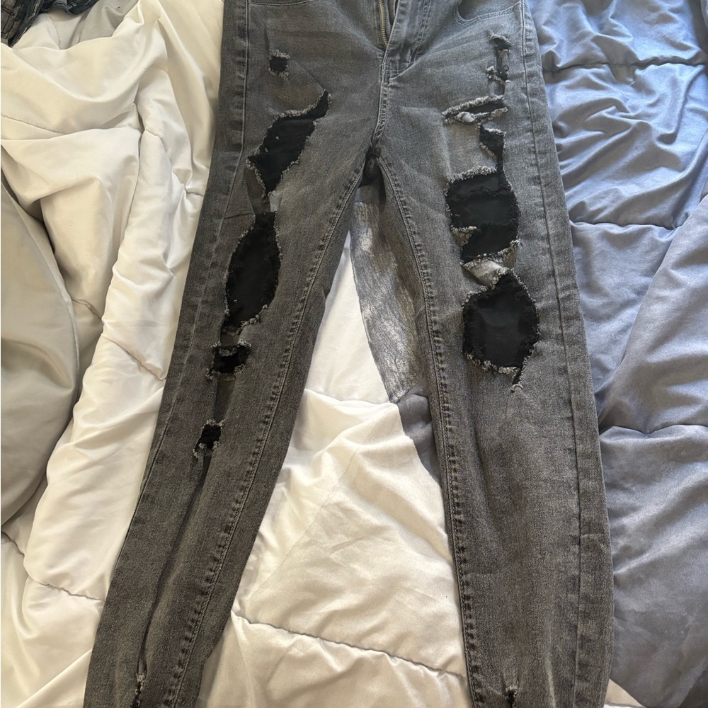 SHEIN Gray Distressed Jeans
